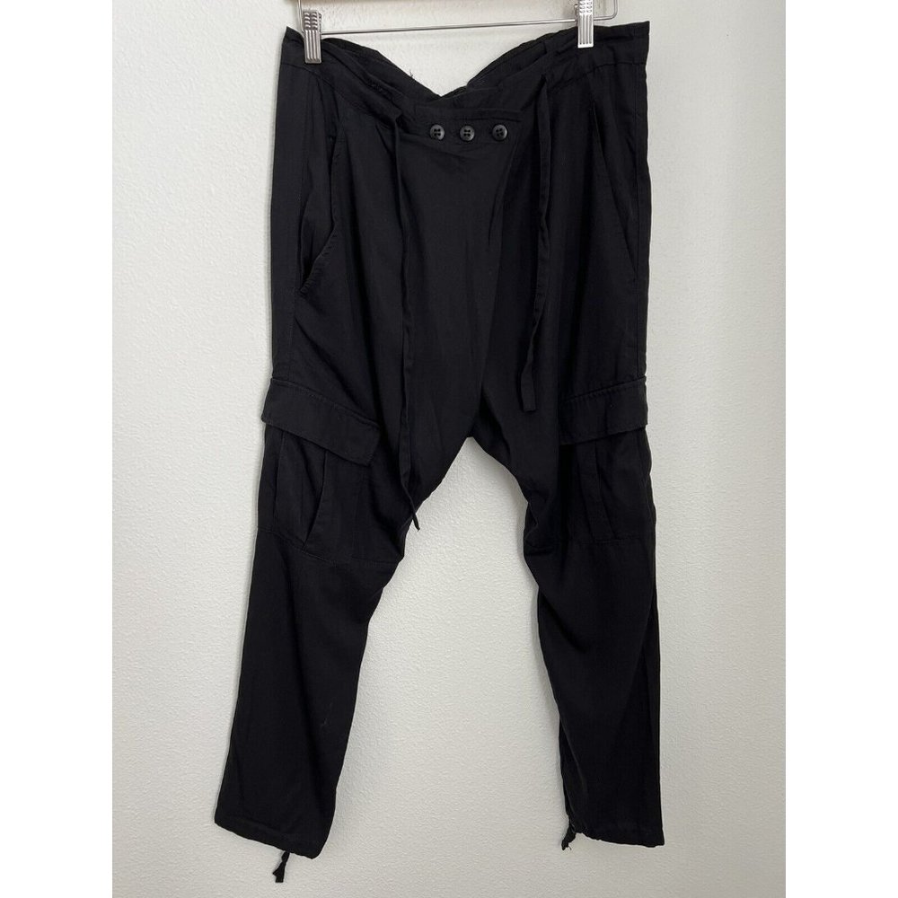 Pistola Women Harem Cargo Pants Medium Button Front Ties Hip Hop Hippie